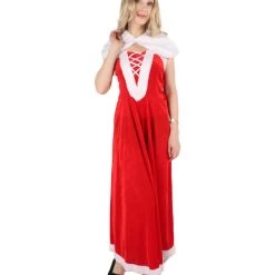 HPO Men's Adult Women Luxury Miss Santa Costume | Red & White Christmas Costume 14 HPO Men's Adult Women Luxury Miss Santa Costume | Red & White Christmas Costume