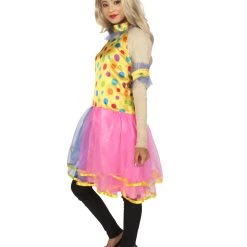 HPO Adult Women's Circus Clown Party Dress Costume | Multi Color Cosplay Costume