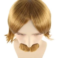 HPO Men's 70's Disco Mens Wig & Mustache | Blonde Retro Wig | Premium Breathable Capless Cap