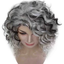 BC Evil Fashionable Queen | Women's Black And White Color Curly Shoulder Length Trendy Evil Fashionable Queen Wig