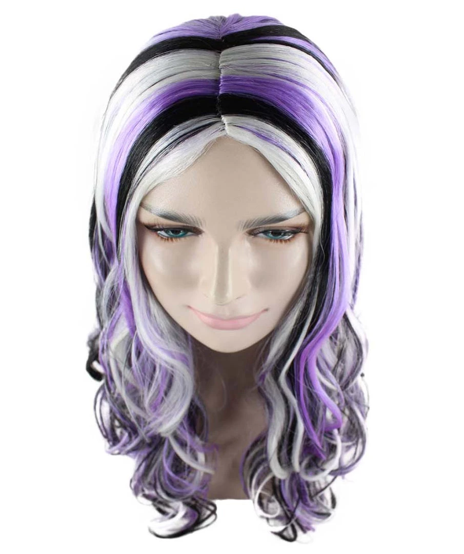 HPO Men's Long Curly Purple Ombre Womens Wig | Stage Event Party Ready Colorful Wig | Premium Breathable Capless Cap 7 HPO Men's Long Curly Purple Ombre Womens Wig | Stage Event Party Ready Colorful Wig | Premium Breathable Capless Cap