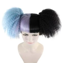 HPO Adult Womens Crimped Ponytail Wig | Light Blue & Black Celebrity Wig | Premium Breathable Capless Cap Men's