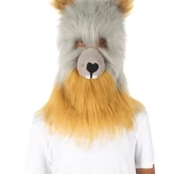 Women's HPO Grey And Brown Squirrel Wig With Mask - Long Synthetic Fibers | Premium Breathable Capless Cap