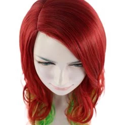 HPO Adult Ombre Curly Women's Wig | Red Green Multicolor Cosplay Halloween Wig | Premium Breathable Capless Cap 15 HPO Adult Ombre Curly Women's Wig | Red Green Multicolor Cosplay Halloween Wig | Premium Breathable Capless Cap