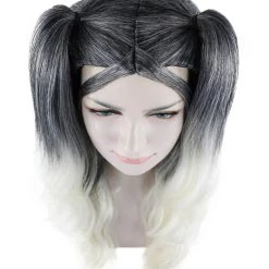 HPO Men's Dolly Womens Wig | Black/White Two-Toned Wig | Premium Breathable Capless Cap 17 HPO Men's Dolly Womens Wig | Black/White Two-Toned Wig | Premium Breathable Capless Cap