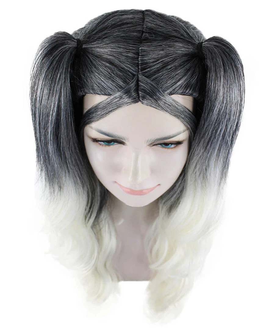 HPO Men's Dolly Womens Wig | Black/White Two-Toned Wig | Premium Breathable Capless Cap 8 HPO Men's Dolly Womens Wig | Black/White Two-Toned Wig | Premium Breathable Capless Cap