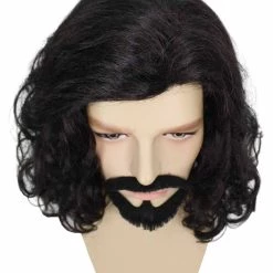 Adult Men's Medium Length Curly Halloween Cosplay Party Sophisticated Scholar Gentleman Knight Costume Wig, Synthetic Fiber Soft Hair, | HPO