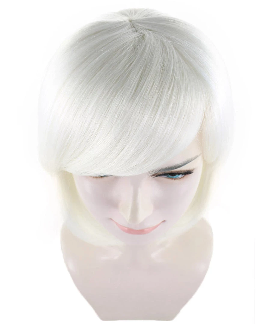 HPO Short White Womens Wig | Medium Bob Cosplay Halloween Wig | Premium Breathable Capless Cap Men's 7 HPO Short White Womens Wig | Medium Bob Cosplay Halloween Wig | Premium Breathable Capless Cap Men's