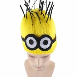HPO Animation Yellow Mens Wig | Short Yellow Cosplay Wig | Premium Breathable Capless Cap Men's