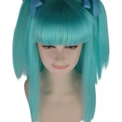 HPO Game Womens Wig | Light Blue Cosplay Wig | Premium Breathable Capless Cap Men's