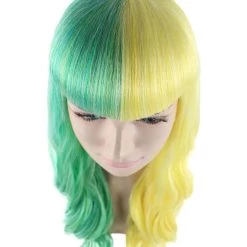 HPO Womens Clown Girl Wig | Two Toned Yellow Green Wig | Premium Breathable Capless Cap 17 HPO Womens Clown Girl Wig | Two Toned Yellow Green Wig | Premium Breathable Capless Cap