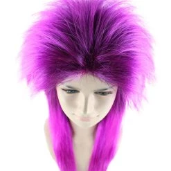 HPO Rock Star Mens Wig | Neon Purple Mullet Long Wig | Premium Breathable Capless Cap