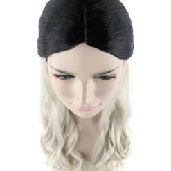 HPO Men's Long Wavy Womens Wig | Black/Grey Wig | Premium Breathable Capless Cap