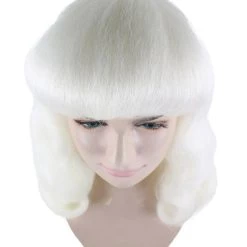 HPO Celebrity Womens Wig | Pop Singer Celebrity White Fancy Party Event Ready Halloween Wig | Premium Breathable Capless Cap Men's 15 HPO Celebrity Womens Wig | Pop Singer Celebrity White Fancy Party Event Ready Halloween Wig | Premium Breathable Capless Cap Men's