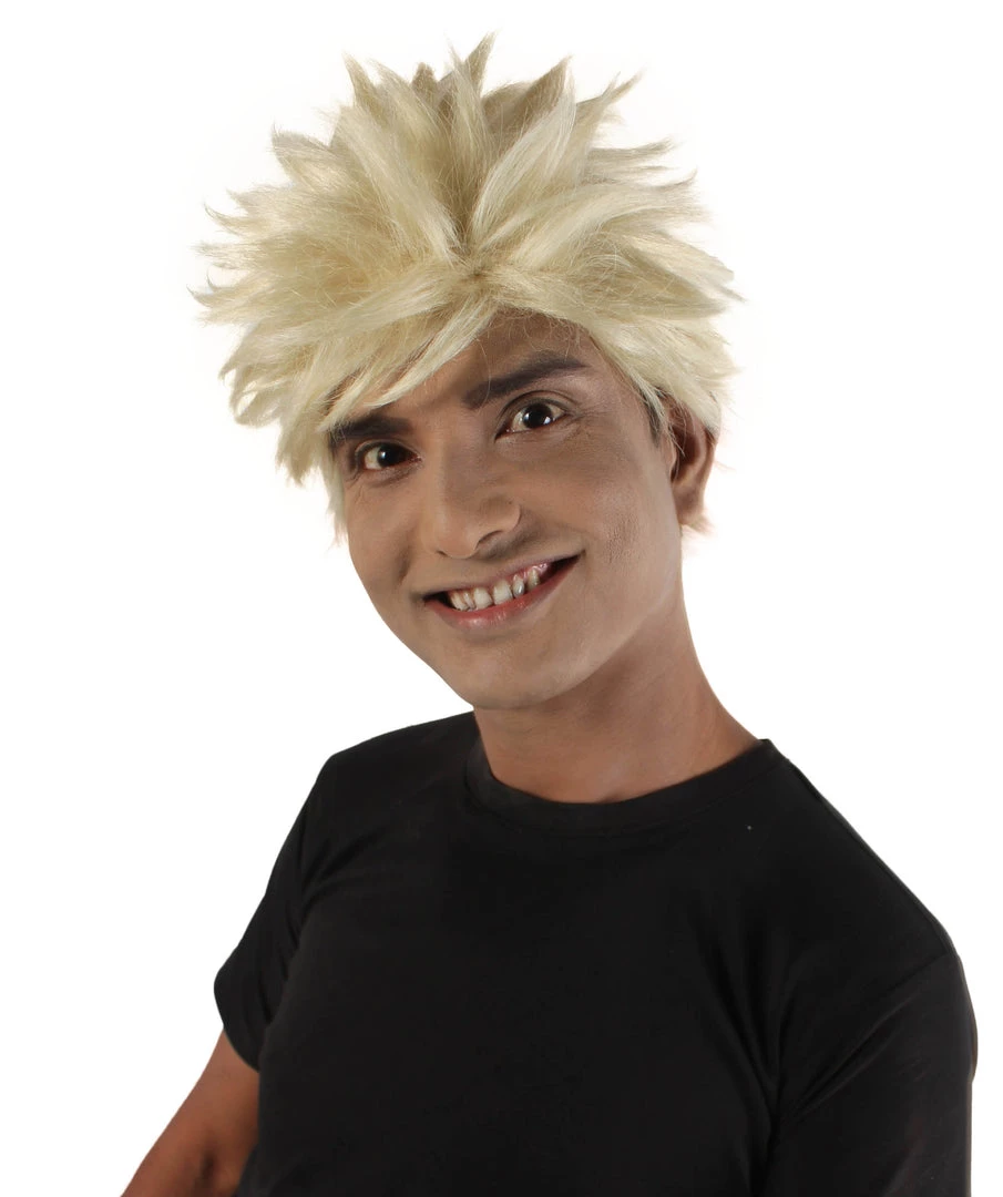 HPO Adult Men's Japanese Superhero Manga Blonde Spiky Wig 1 HPO Adult Men's Japanese Superhero Manga Blonde Spiky Wig