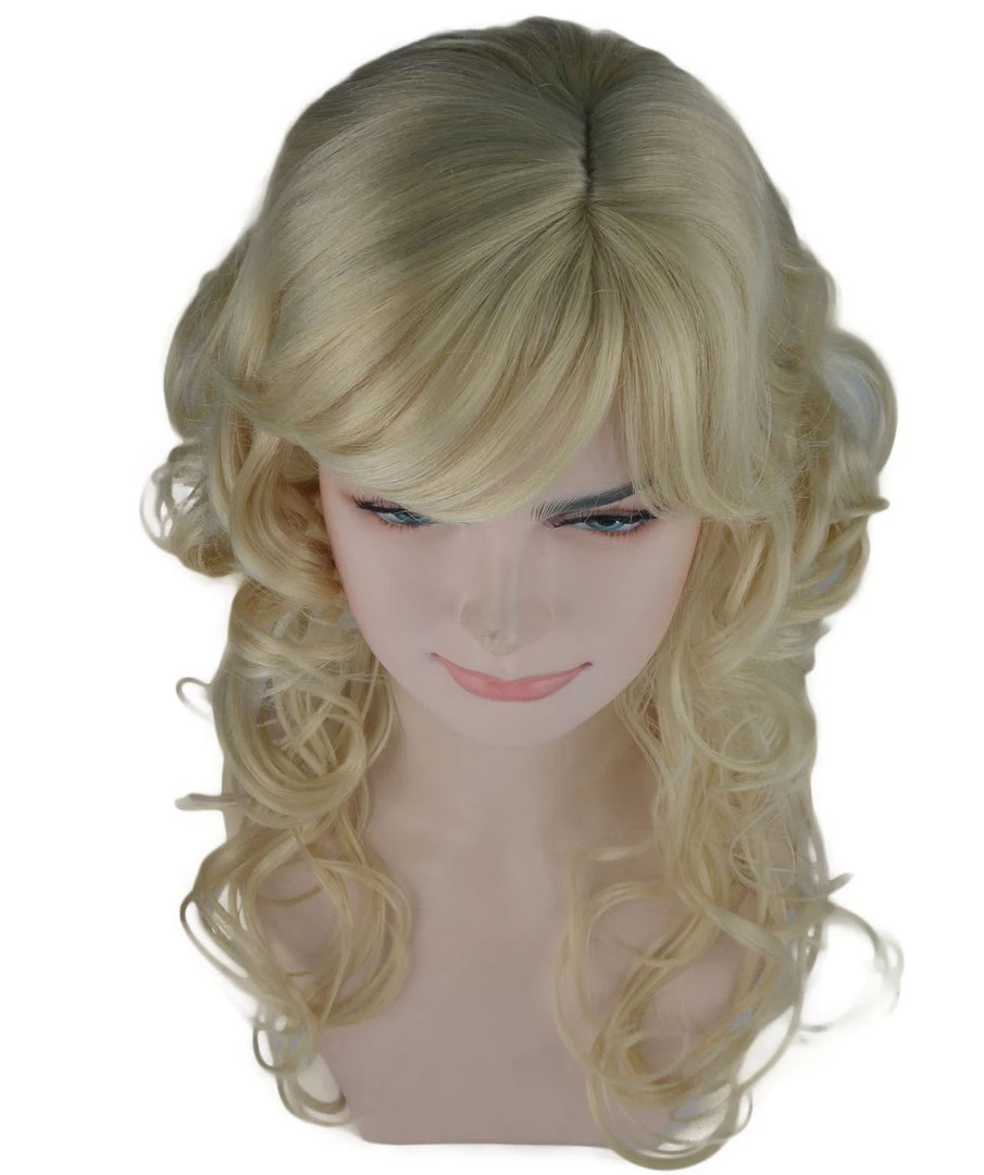 HPO Men's Blonde Curly Long Womens Wig | Glamour Fashion Cosplay Halloween Wig | Premium Breathable Capless Cap 7 HPO Men's Blonde Curly Long Womens Wig | Glamour Fashion Cosplay Halloween Wig | Premium Breathable Capless Cap