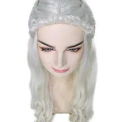BC Women's Snow White Color Curly Medium Length Pinned Up Trendy Wig