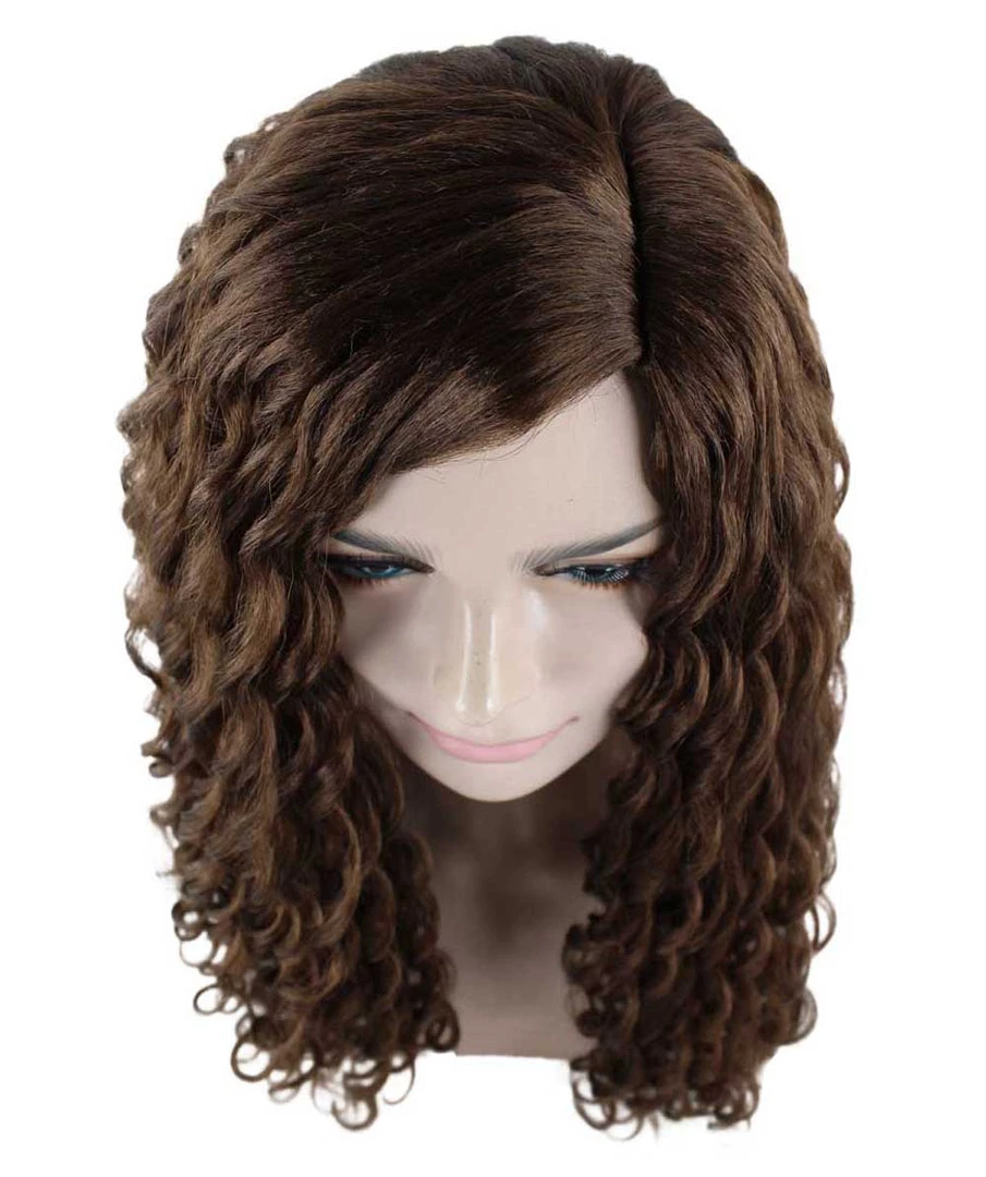 HPO Womens Brown Curly Wig | Medium Cosplay Halloween Wig | Premium Breathable Capless Cap Men's 8 HPO Womens Brown Curly Wig | Medium Cosplay Halloween Wig | Premium Breathable Capless Cap Men's