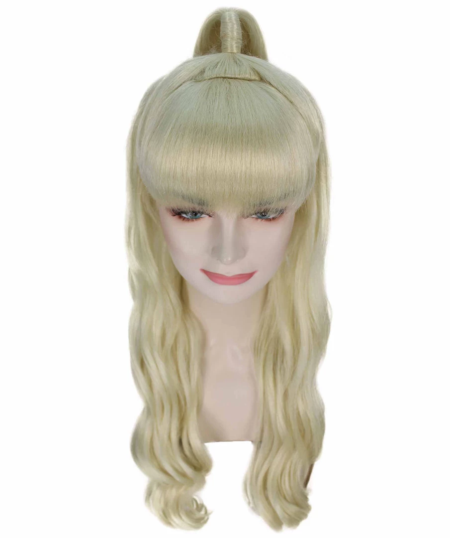 BC Women's Blonde Color Wavy Medium Length High Ponytail Trendy Pop Star Diva Wig 7 BC Women's Blonde Color Wavy Medium Length High Ponytail Trendy Pop Star Diva Wig