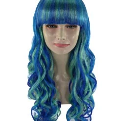BC Women's Teal Blue Color Wavy Long Length Trendy Aquatic Beauty Wig 15 BC Women's Teal Blue Color Wavy Long Length Trendy Aquatic Beauty Wig