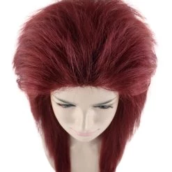 HPO 80s Dark Auburn Rock Diva Womens Wig | Long Cosplay Halloween Wig | Premium Breathable Capless Cap Men's