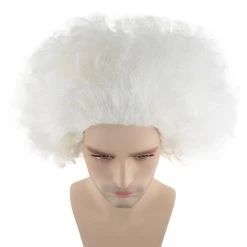 HPO Men's Crazy Professor Mens Wig | White Jumbo Afro Wig | Premium Breathable Capless Cap 15 HPO Men's Crazy Professor Mens Wig | White Jumbo Afro Wig | Premium Breathable Capless Cap