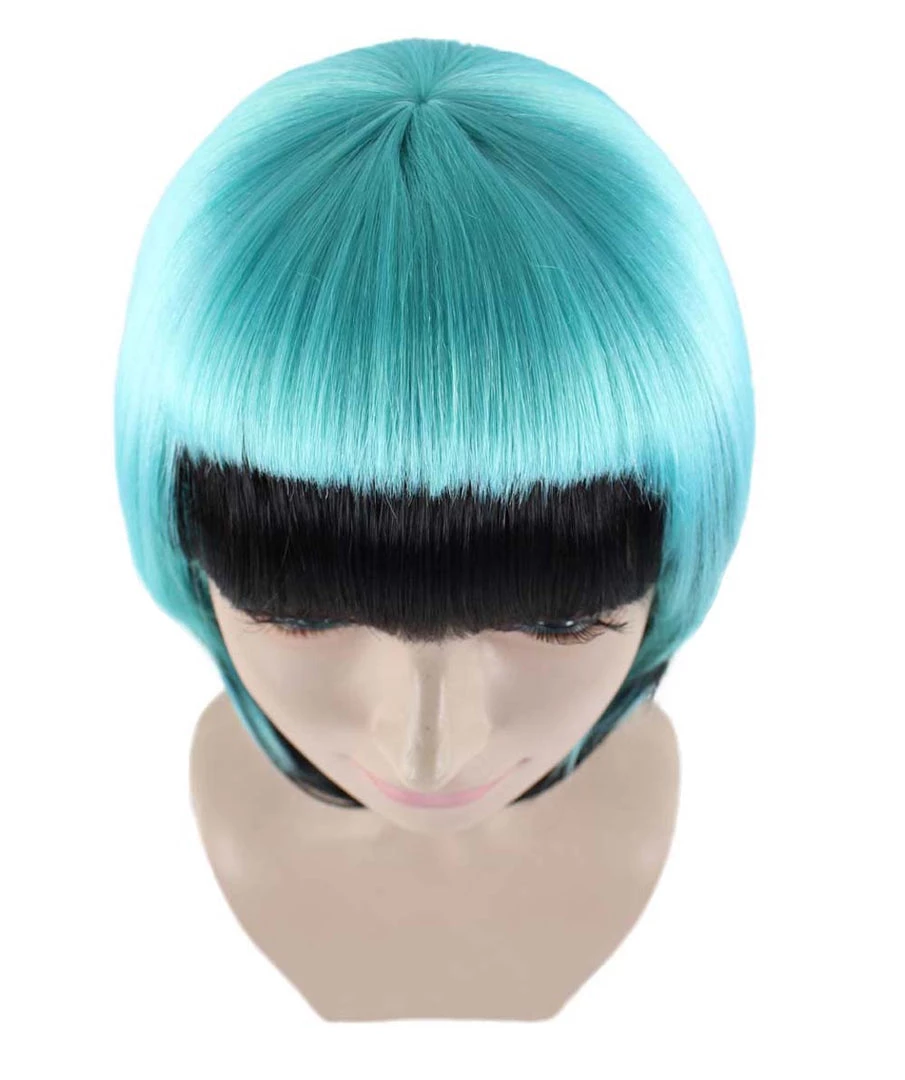 HPO Horror Blue Black Womens Wig | Gothic Black Sky Blue Fancy Halloween Wig | Premium Breathable Capless Cap Men's 7 HPO Horror Blue Black Womens Wig | Gothic Black Sky Blue Fancy Halloween Wig | Premium Breathable Capless Cap Men's