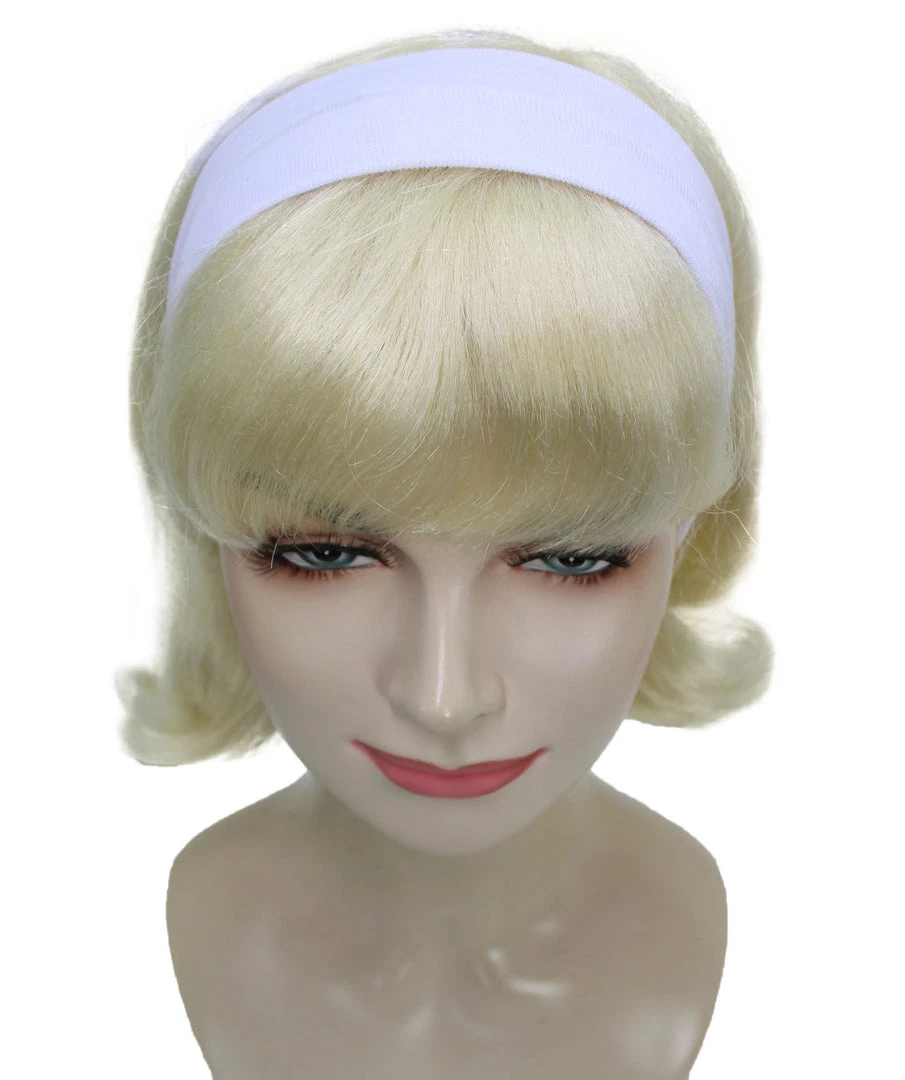 HPO Women's Blonde Color Straight Shoulder Length 50's Flip Wig With White Headband | Premium Breathable Capless Cap 8 HPO Women's Blonde Color Straight Shoulder Length 50's Flip Wig With White Headband | Premium Breathable Capless Cap