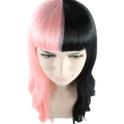 HPO Men's Singer Womens Long Wig | Wavy Pink & Black Wig | Premium Breathable Capless Cap