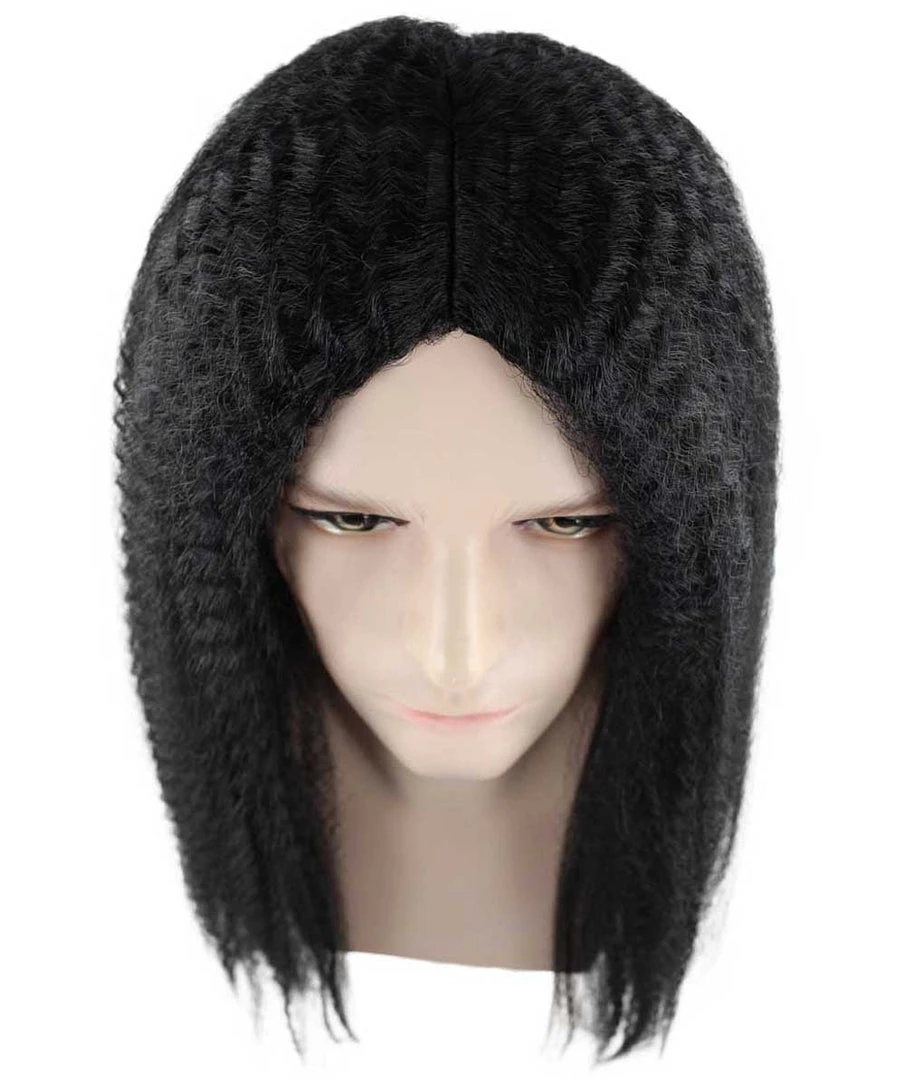 HPO Rock Curly Mens Wig | Black Long Cosplay Halloween Wig | Premium Breathable Capless Cap 6 HPO Rock Curly Mens Wig | Black Long Cosplay Halloween Wig | Premium Breathable Capless Cap