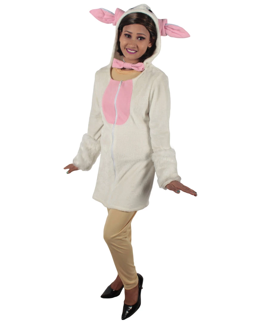 HPO Adult Women's White And Pink Dress Sheep Costume Bundle 8 HPO Adult Women's White And Pink Dress Sheep Costume Bundle