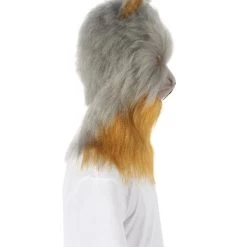 Women's HPO Grey And Brown Squirrel Wig With Mask - Long Synthetic Fibers | Premium Breathable Capless Cap