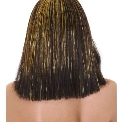 HPO Women's Cleopatra Bob With Gold Tinsel Highlights | Halloween Rave Wig 12 HPO Women's Cleopatra Bob With Gold Tinsel Highlights | Halloween Rave Wig