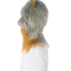 Women's HPO Grey And Brown Squirrel Wig With Mask - Long Synthetic Fibers | Premium Breathable Capless Cap