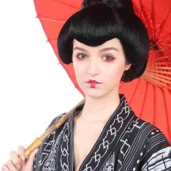 BC Men's Banana Costumes Womens Geisha Wig Black