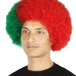 FLAGWIGS Portugal Sport Afro Fun Wig | Red Green Cosplay Halloween Wig SALE