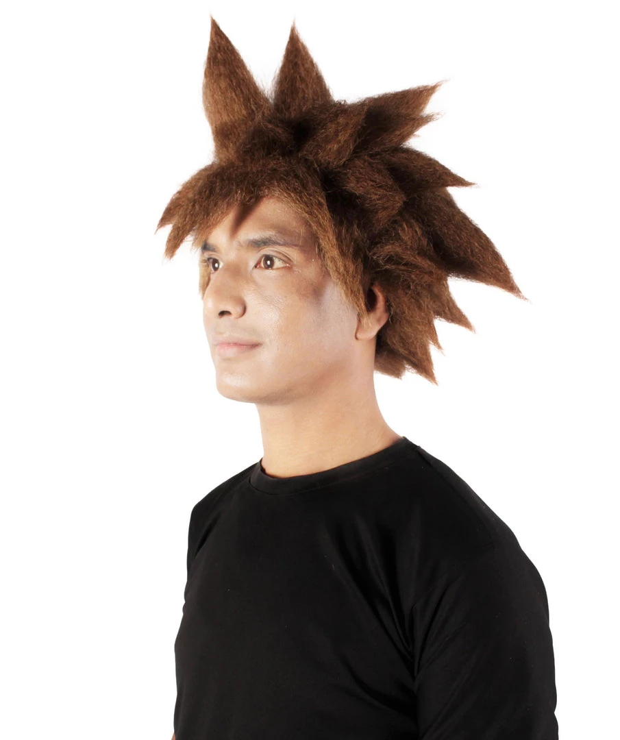 HPO Adult Men's Keyblade Warrior Video Game Brown Spiky Wig 3 HPO Adult Men's Keyblade Warrior Video Game Brown Spiky Wig
