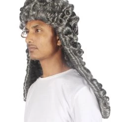 HPO Colonial Men Judge Curly Long Grey Wig | Premium Breathable Capless Cap 11 HPO Colonial Men Judge Curly Long Grey Wig | Premium Breathable Capless Cap