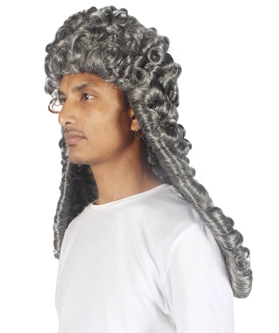 HPO Colonial Men Judge Curly Long Grey Wig | Premium Breathable Capless Cap 3 HPO Colonial Men Judge Curly Long Grey Wig | Premium Breathable Capless Cap