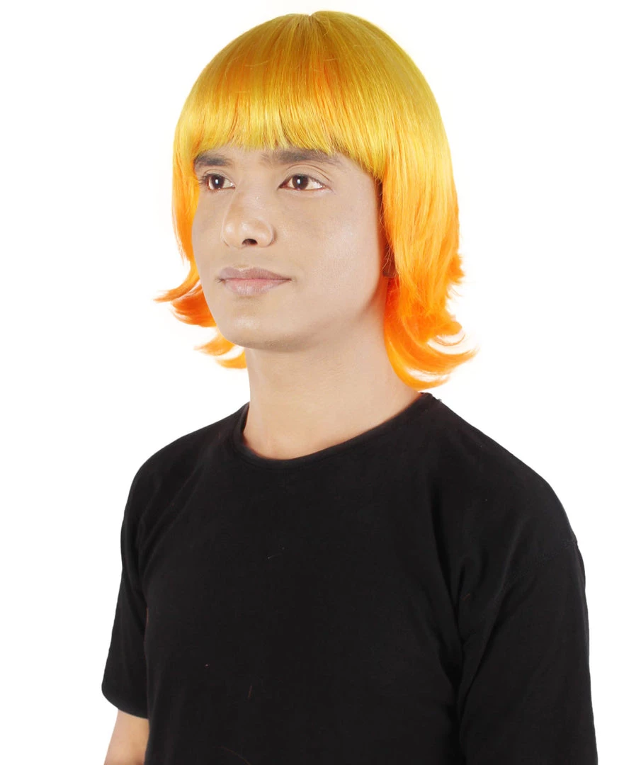 HPO Adult Men's Demon Hunter Anime Cosplay Yellow Orange Blonde Gradient Wig 3 HPO Adult Men's Demon Hunter Anime Cosplay Yellow Orange Blonde Gradient Wig