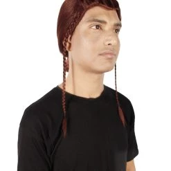 HPO Adult Men's Humanoid Warrior Braided Dark Auburn Wig