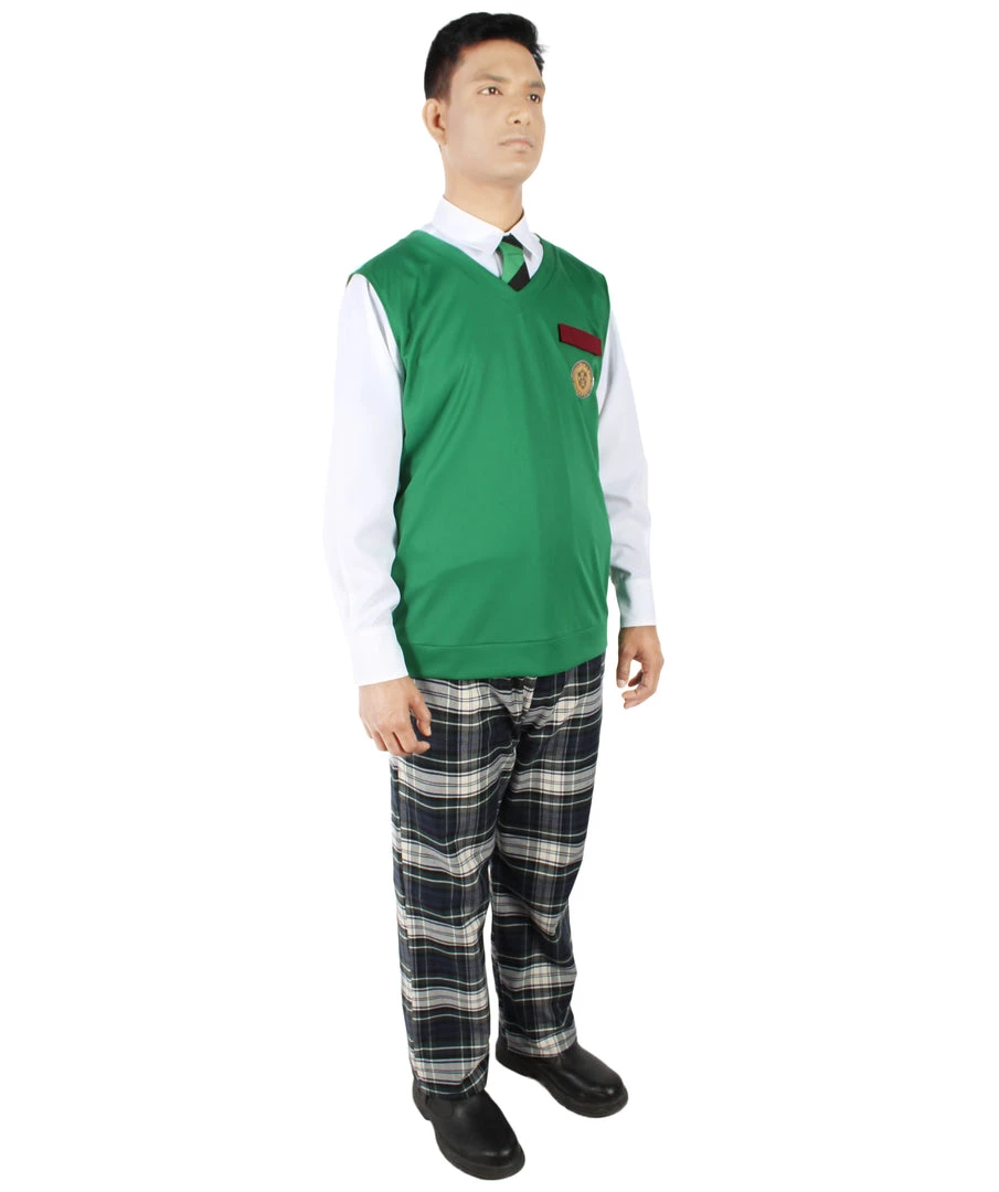 HPO Adult Men's Korean Zombie Bloodstain School Uniform With Green Sweater Vest | Multiple Size Options 7 HPO Adult Men's Korean Zombie Bloodstain School Uniform With Green Sweater Vest | Multiple Size Options
