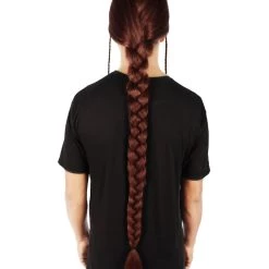 HPO Adult Men's Humanoid Warrior Braided Dark Auburn Wig