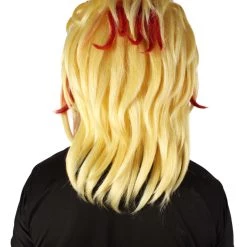 HPO Adult Men's Anime Demon Hunter Yellow & Red Flame Hair Wig