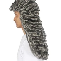 HPO Colonial Men Judge Curly Long Grey Wig | Premium Breathable Capless Cap 12 HPO Colonial Men Judge Curly Long Grey Wig | Premium Breathable Capless Cap