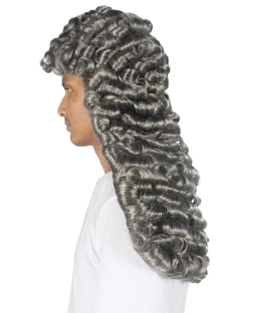 HPO Colonial Men Judge Curly Long Grey Wig | Premium Breathable Capless Cap 4 HPO Colonial Men Judge Curly Long Grey Wig | Premium Breathable Capless Cap