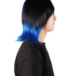 HPO Adult Men's Demon Beast Fighter Dark Long Black & Blue Wig 14 HPO Adult Men's Demon Beast Fighter Dark Long Black & Blue Wig