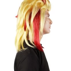 HPO Adult Men's Anime Demon Hunter Yellow & Red Flame Hair Wig