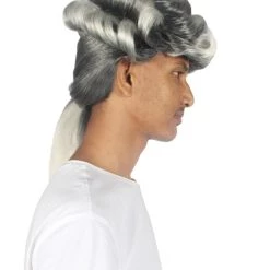 HPO Mens Colonial Long Grey Historical Wigs | Premium Breathable Capless Cap Men's