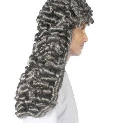 HPO Colonial Men Judge Curly Long Grey Wig | Premium Breathable Capless Cap 14 HPO Colonial Men Judge Curly Long Grey Wig | Premium Breathable Capless Cap